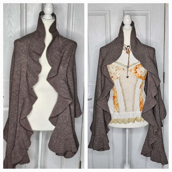 H&M shrug sweater shawl Brown Beige - Picture 1 of 14